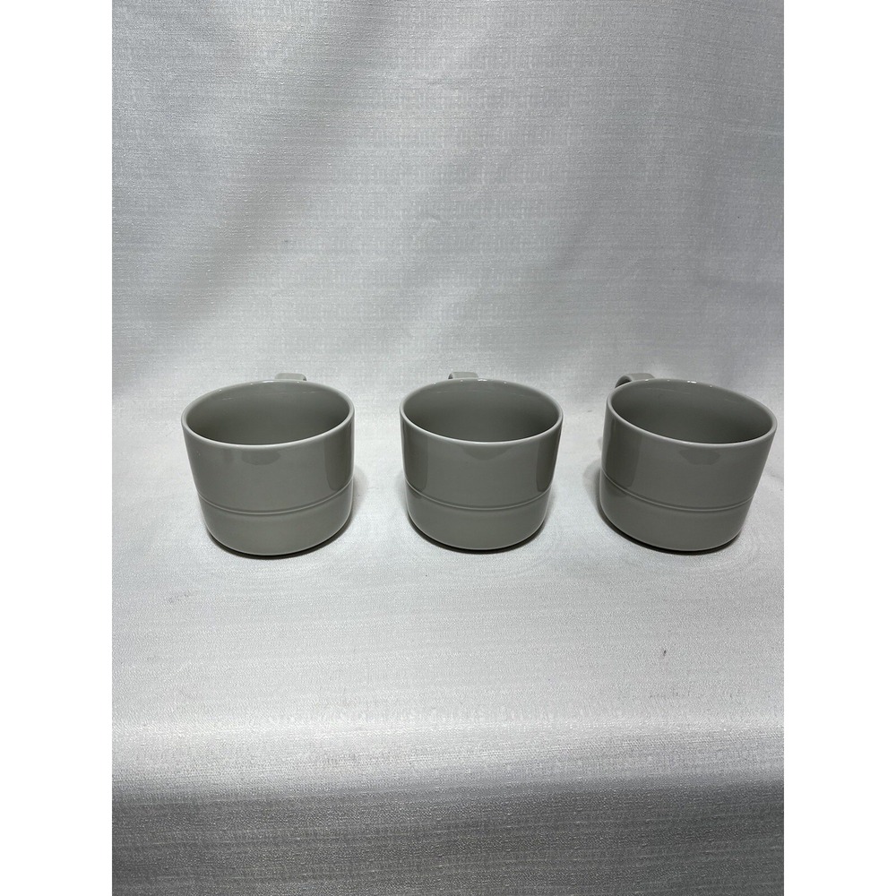 3 Crate & Barrel AARON PROBYN Light Gray Coffee Tea Mugs - Picture 3 of 9